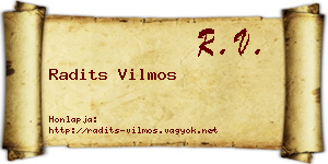Radits Vilmos névjegykártya